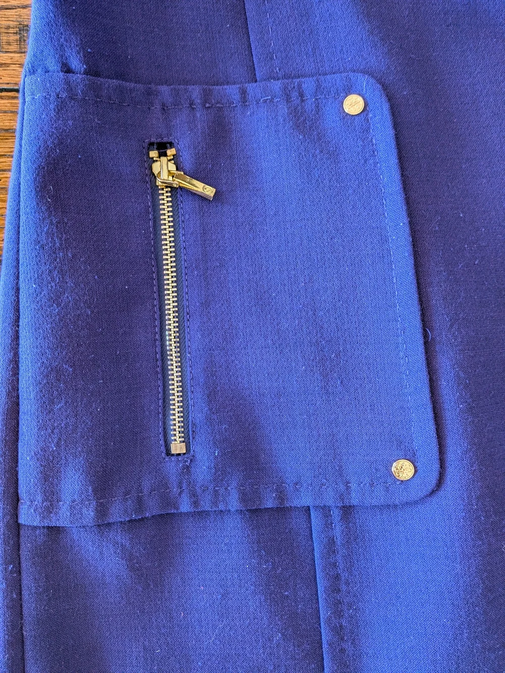 Tory Burch Royal Purple Sleeveless Classic Sheath Dress with Gold Hardware